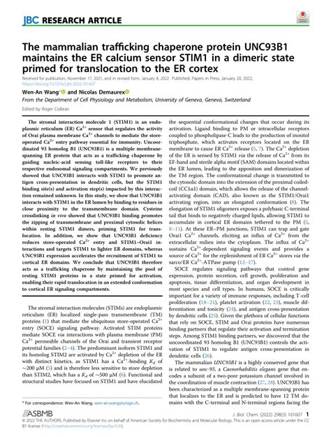 Pdf The Mammalian Trafficking Chaperone Protein Unc B Maintains The