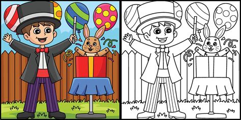 Birthday Magician With Bunny Coloring Illustration 40212298 Vector Art