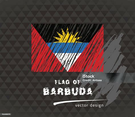 flag  barbuda vector  illustration  black background stock