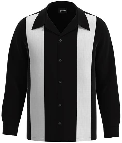 Cuban Collar Long Sleeve Bowling Shirt | Retro Long Sleeve