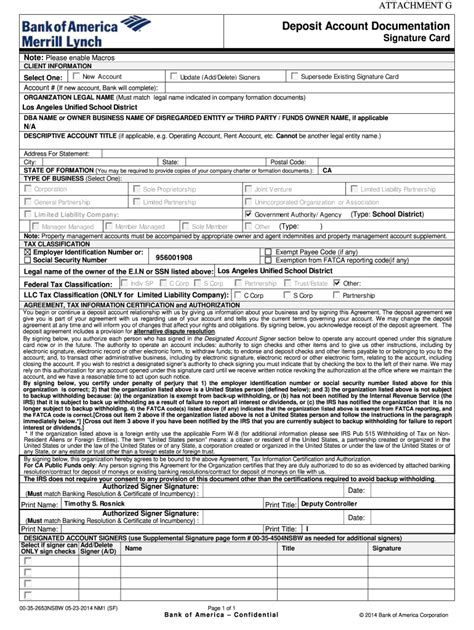 Bank Of America Signature Card Form 2020 2022 Fill And Sign Printable