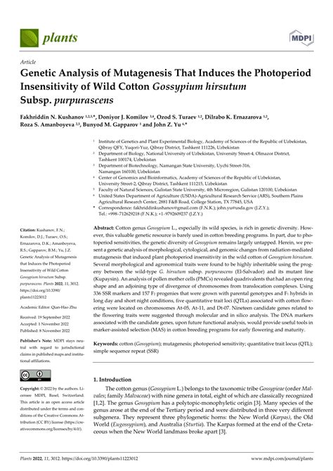 PDF Genetic Analysis Of Mutagenesis That Induces The Photoperiod