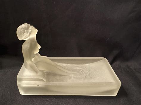 Heinrich Hoffman Rep Art Deco Nude Female Bath Tub Satin Glass Soap Dish Ashtray Etsy