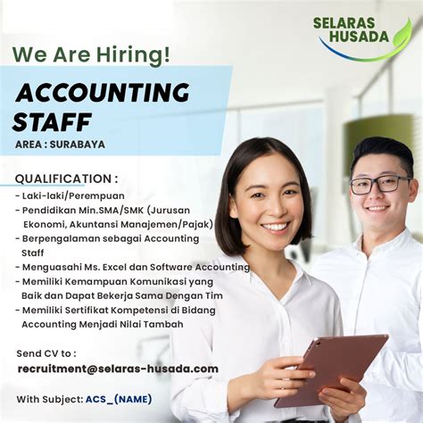 Lowongan Kerja Accounting Staff Di Selaras Husada 2024 Nugasin