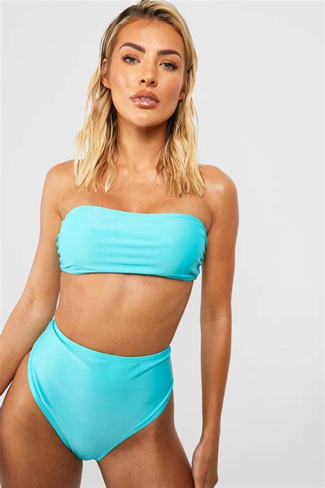 Boohoo Bandeau High Waisted Bikini Set Debenhams