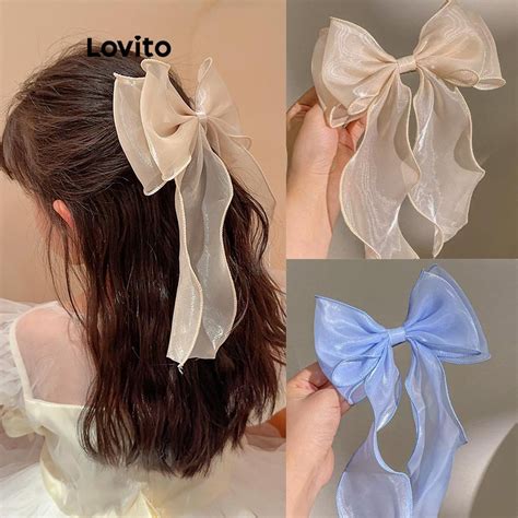 Lovito Formal Presilha De Cabelo Feminina Simples De La O Fita De