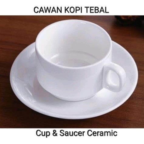 Cawan Putih Kopi Teh White Ceramic Hotel Quality Coffee Cup Saucer Mug