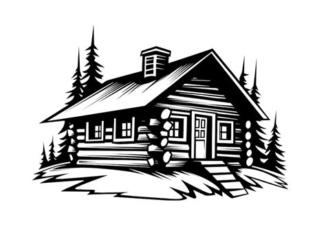 Log Cabin Svg House In Woods Silhouette Clipart Cut File Instant