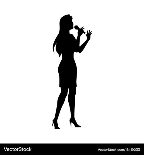 Woman singing silhouette set Royalty Free Vector Image