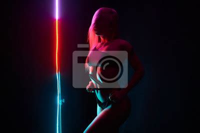 Pole Dance Girl With Perfect Body In Black Sexy Lingerie Night Posters For The Wall Posters