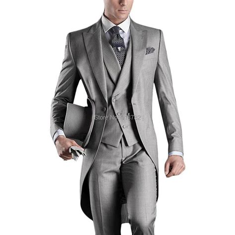 New Arrival Italian Men Tailcoat Gray Wedding Suits For Men Groomsmen