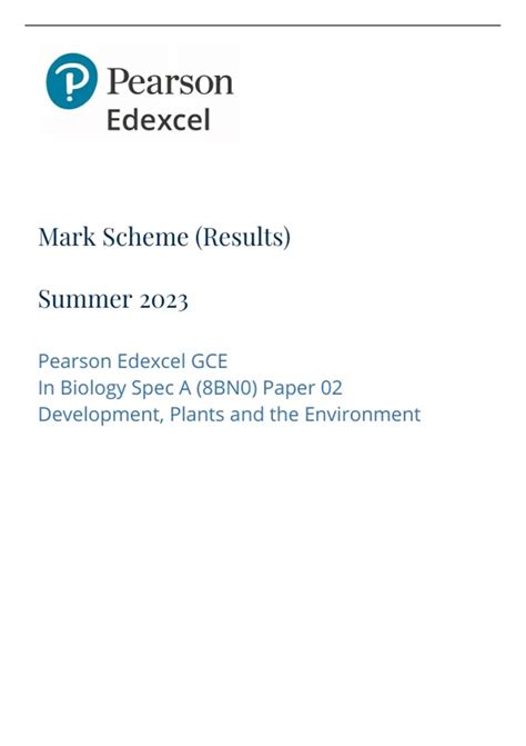 Biology Edexcel Gce May 2013 Mark Scheme