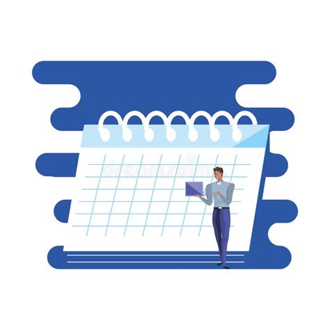 Business Man With Laptop And Calendar Reminder Stock Illustration