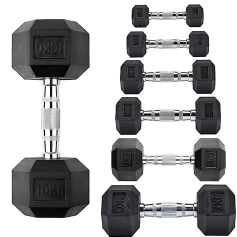 Buy Anchor's Hex Dumbbells – Rubber Encased Hexagonal Cast Iron Dumbbell Weights – Heavy Duty ...