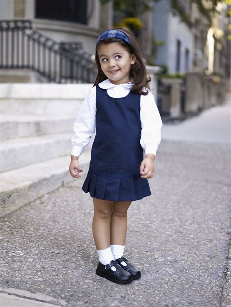 Bringing School Uniform Happy Kid Wear Uniform Outdoors