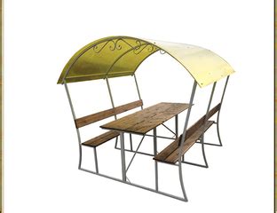 Купить беседку в Калуге по низкой цене, беседка со столом и лавками.