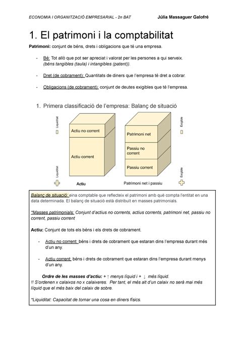 El Patrimoni I La Comptabilitat Economia D Empresa 1 El Patrimoni I