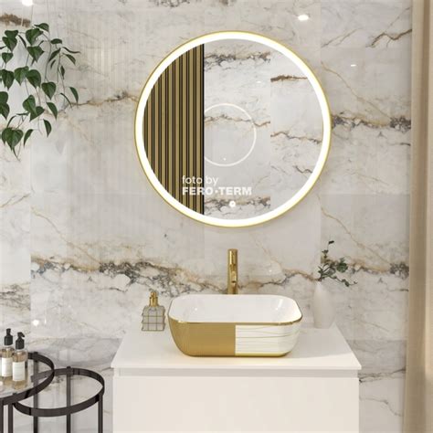 Kupaonsko ogledalo s LED rasvjetom Concepto+ Kaida Gold Touch 80 cm ...