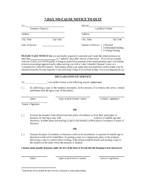 Free Nevada 5 Day Notice To Terminate At Will Tenancy Pdf Word