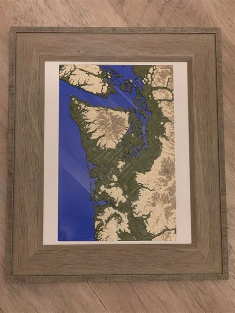 Pacific Northwest 3d Printed Topographic Map Matted And Framed Etsy