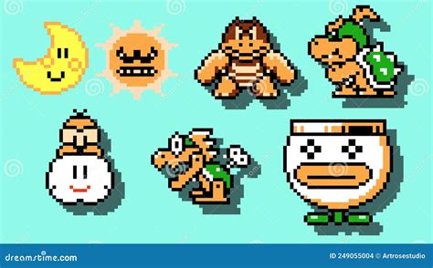 Set of Boss Enemies Characters from Super Mario Bros 3 Classic Video ...