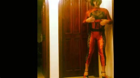 Crossdresser Red Latex Lingerie Xhamster
