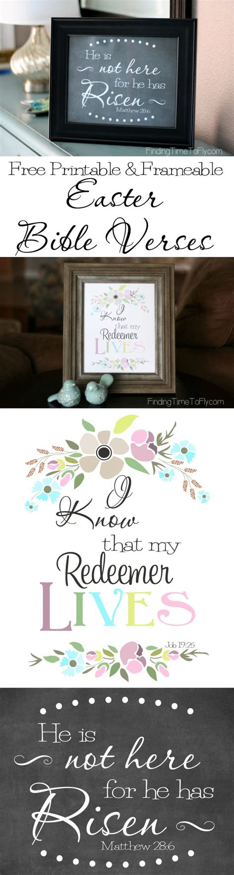 Free Printable Bible Verse For Easter He Has Risen And Redeemer Lives Finding Time To Fly