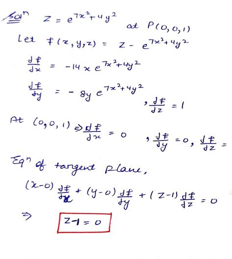 Solved Find The Equation For The Tangent Plan Course Hero