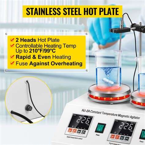 Units Heads Digital Thermostatic Magnetic Stirrer Hot Plate Mixer W Stir Bars Vevor Us