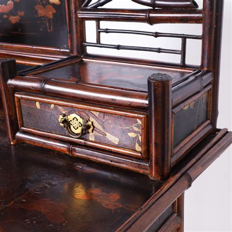Antique English Aesthetics Movement Bamboo and Lacquer Desk For Sale at
