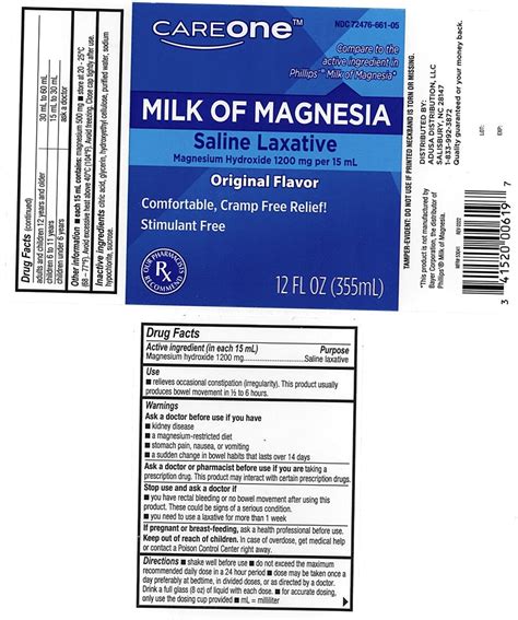 Careone Milk Of Magnesia Original Milk Of Magnesia Original Details