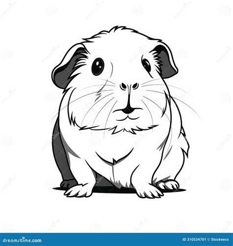 Minimalistic Whimsical Clipart Drawings Of Cute Guinea Pig In Black