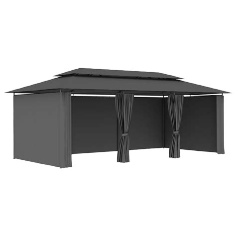 Gazebo Con Tende 600x298x270 Cm Antracite AMDGarden