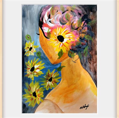 Naked And Sunflowers Original Painting Etsy
