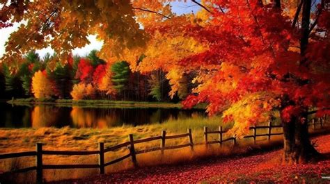 Fall Season Wallpaper Background, The Beautiful Landscape Of The Autumn ... 
