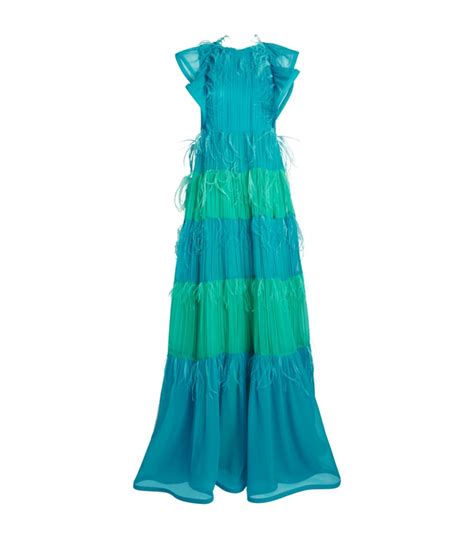 Alberta Ferretti Blue Ruffle Silk Chiffon Gown Harrods Uk