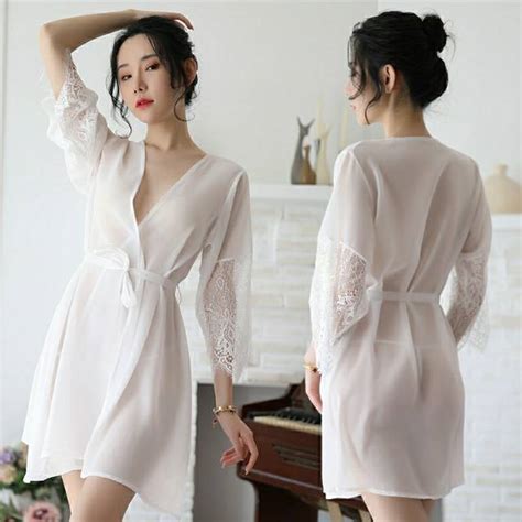 Jual S M L Xl Lingerie Sexy Model Kimono Kombinasi Brukat Lembut Shopee Indonesia