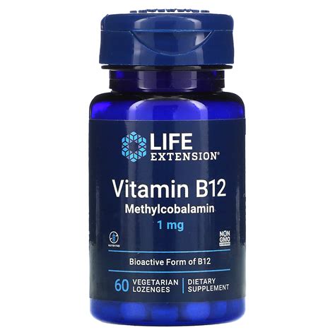Life Extension, Vitamin B12 Methylcobalamin, 1 mg, 60 Vegetarian ...
