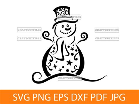 Swirly Snowman Svg Flourish Snowman Svg Filigree Snowman Svg Christmas Svg Clipart Files