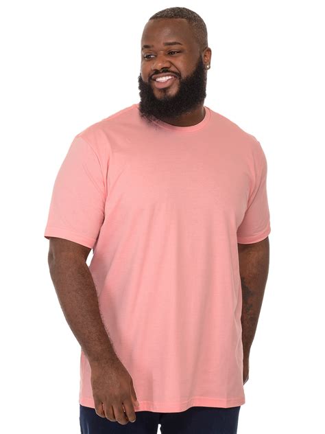 Camiseta Plus Size Lisa Masculina Básica Algodão Rosa Claro