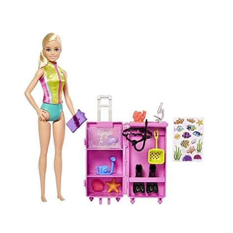 Barbie Coffret Plongeuse poupée Blonde et Coffret Laboratoire Mobi