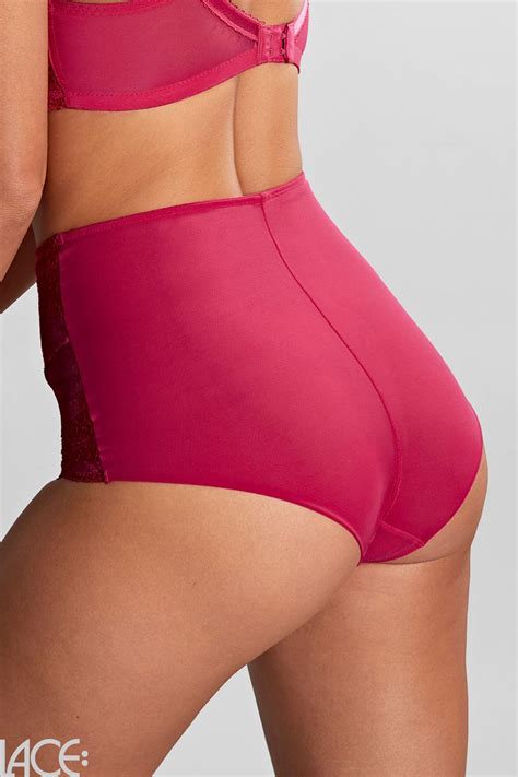 Panache Lingerie Clara High Waisted Brief Orchid Red Lace Lingerie