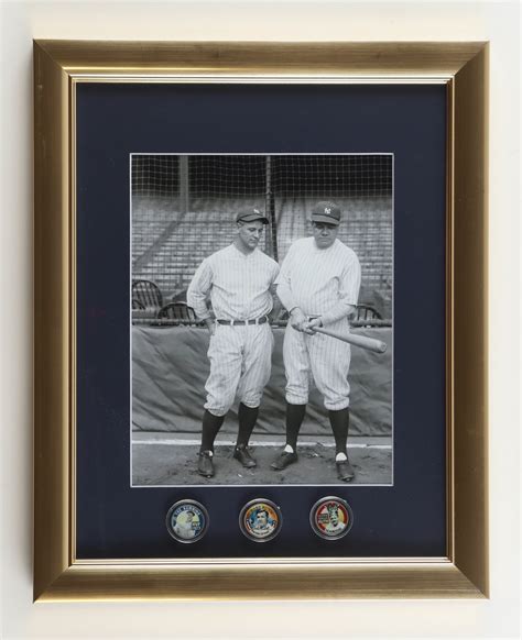 Babe Ruth Lou Gehrig Yankees Custom Framed Photo Display With Colorized Merrick Mint