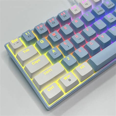 Zifriend T Keys Mechanical Keyboard Rgb Backlit Hot Swappable White Light Blue