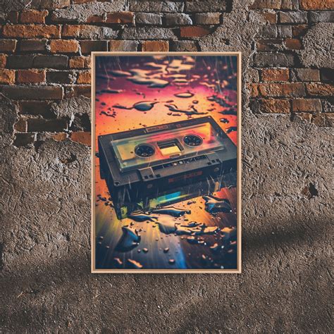 retro  cassette tape art framed canvas print custom cassette tape