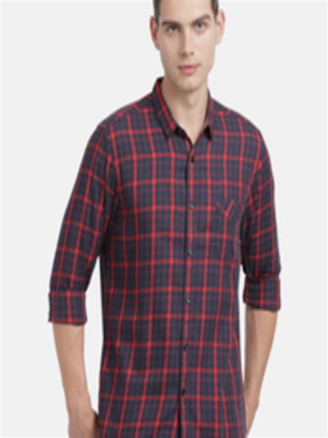 Buy Crocodile Men Red Classic Slim Fit Tartan Checks Opaque Checked