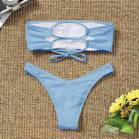 Women S Bikini High Waisted Tummy Control Two Piece Swimsuit Plus Size Comfortable Swimwear