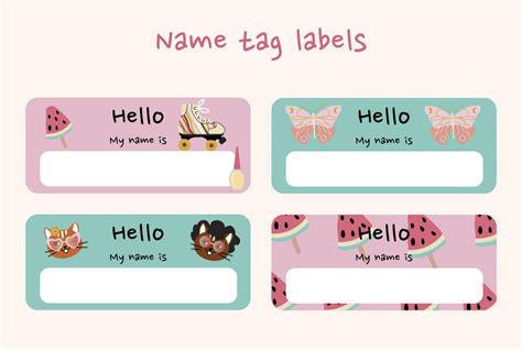 Cute Name Tag Labels Vector Art At Vecteezy