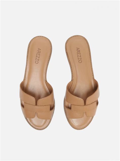 Rasteira Arezzo Couro H Nude Melado