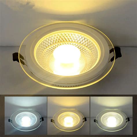 Dimmable 5W 10W 15W 25W LED Panel Downlight Round Glass Panel Lights